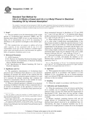 Standardtestmethode für 2,6-Di-tert-butyl-p-kresol und 2,6-di-tert-butylphenol in elektrischem Isolieröl durch Infrarotabsorption
