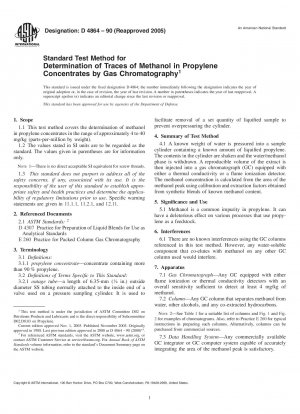 Standardtestmethode zur Bestimmung von Methanolspuren in Propylenkonzentraten mittels Gaschromatographie
