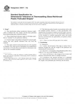 Standardspezifikation für Maßtoleranzen von pultrudierten Formen aus duroplastischem, glasfaserverstärktem Kunststoff