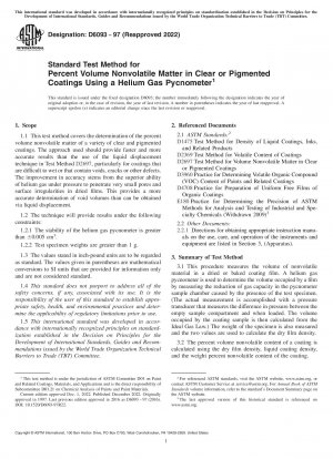 Standardtestmethode für den Volumenanteil nichtflüchtiger Stoffe in klaren oder pigmentierten Beschichtungen unter Verwendung eines Heliumgas-Pyknometers