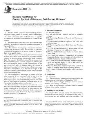 Standardtestmethode für den Zementgehalt von gehärteten Boden-Zement-Mischungen
