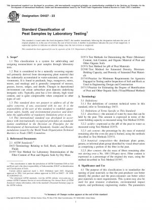 Standardklassifizierung von Torfproben durch Labortests