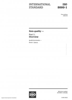Datenqualität – Teil 110: Stammdaten: Austausch charakteristischer Daten: Syntax, semantische Kodierung und Konformität mit der Datenspezifikation