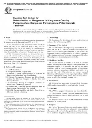 Standardtestmethode zur Bestimmung von Mangan in Manganerzen durch potentiometrische Pyrophosphat-Komplex-Permanganat-Titrimetrie