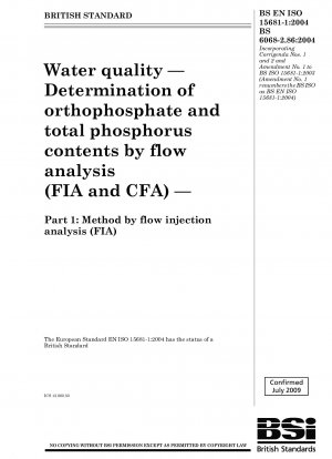 Wasserqualität – Bestimmung des Orthophosphat- und Gesamtphosphorgehalts durch Fließanalyse (FIA und CFA) – Teil 1: Methode durch Fließinjektionsanalyse (FIA)