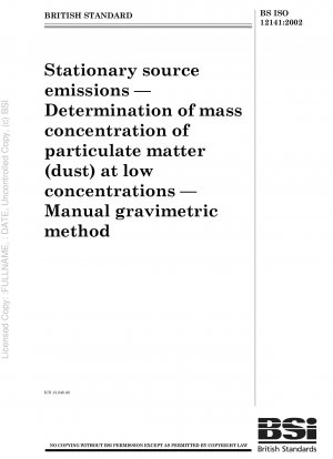 Emissionen aus stationären Quellen. Bestimmung der Massenkonzentration von Feinstaub (Staub) bei geringen Konzentrationen. Manuelle gravimetrische Methode
