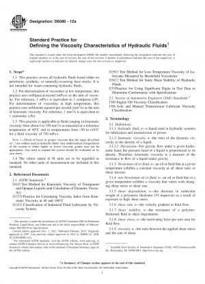 Standardpraxis zur Definition der Viskositätseigenschaften von Hydraulikflüssigkeiten