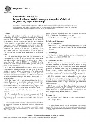 Standardtestmethode zur Bestimmung des gewichtsmittleren Molekulargewichts von Polymeren durch Lichtstreuung