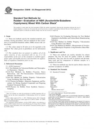 Standardtestmethoden für Gummimdash;Bewertung von NBR 40;Acrylnitril-Butadien-Copolymere41; Gemischt mit Ruß