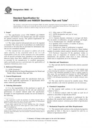 Standardspezifikation für nahtlose Rohre und Rohre UNS N08028 und N08029