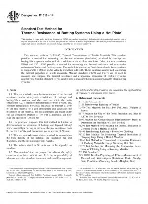 Standardtestmethode für die Wärmebeständigkeit von Wattesystemen unter Verwendung einer Heizplatte