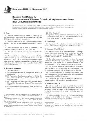 Standardtestverfahren zur Bestimmung von Ethylenoxid in der Arbeitsplatzatmosphäre (HBr-Derivatisierungsverfahren)