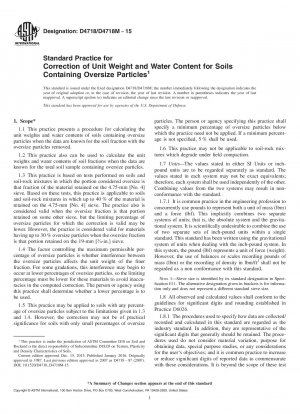 Standardpraxis zur Korrektur des Einheitsgewichts und des Wassergehalts für Böden, die übergroße Partikel enthalten