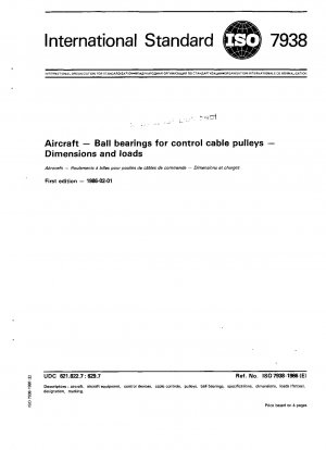 Flugzeug; Kugellager für Steuerseilrollen; Abmessungen und Belastungen