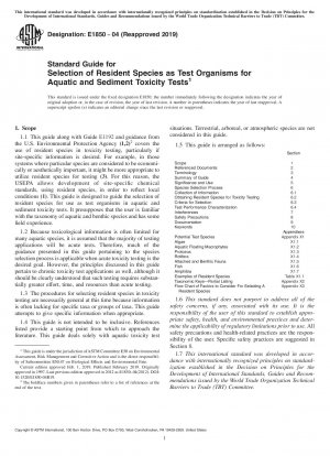 Standardhandbuch für die Auswahl ortsansässiger Arten als Testorganismen für Tests auf Wasser- und Sedimenttoxizität