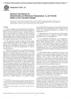 Standardtestmethode zur Bestimmung der Referenztemperatur T0 für ferritische Stähle im Übergangsbereich
