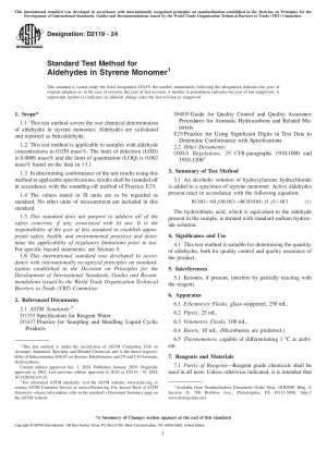 Standardtestmethode für Aldehyde in Styrolmonomer