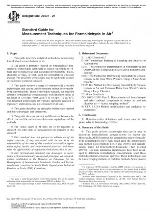 Standardhandbuch für Messtechniken für Formaldehyd in Luft