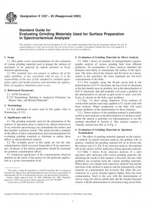 Standardhandbuch zur Bewertung von Schleifmaterialien, die zur Oberflächenvorbereitung in der spektrochemischen Analyse verwendet werden