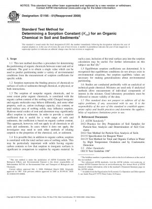 Standardtestmethode zur Bestimmung einer Sorptionskonstante (Koc) für eine organische Chemikalie in Böden und Sedimenten