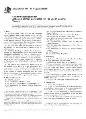 Standardspezifikation für Asbestzement-Wellfüllungen zur Verwendung in Kühltürmen