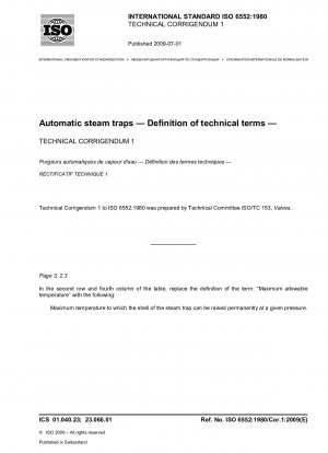 Automatische Kondensatableiter – Definition der Fachbegriffe; Technische Berichtigung 1