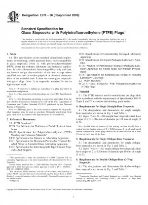 Standardspezifikation für Glashähne mit Stopfen aus Polytetrafluorethylen (PTFE).