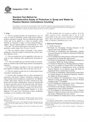 Standardtestmethode für die zerstörungsfreie Untersuchung von Plutonium in Schrott und Abfall durch passive Neutronen-Koinzidenzzählung
