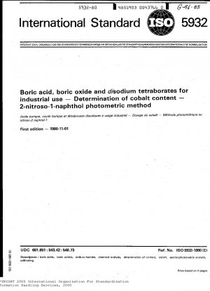 Borsäure, Boroxid und Dinatriumtetraborate für gewerbliche Zwecke; Bestimmung des Kobaltgehalts; Photometrische Methode mit 2-Nitroso-1-Naphthol