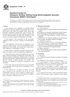 Standardpraxis für Ultraschall-Oberflächenprüfungen mit elektromagnetischen akustischen Wandler &40;EMAT&41; Techniken