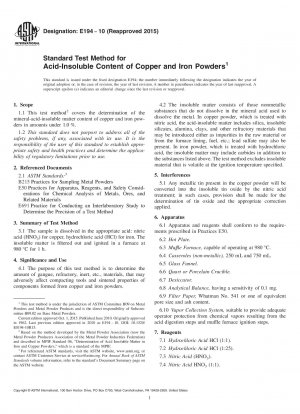Standardtestmethode für den säureunlöslichen Gehalt von Kupfer- und Eisenpulvern