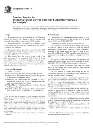 Standardpraxis für die Vorbereitung von Laborproben aus Ersatzbrennstoffen (RDF) für die Analyse