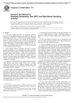 Standardtestmethode für den Standard-Penetrationstest (SPT) und die Split-Barrel-Probenahme von Böden
