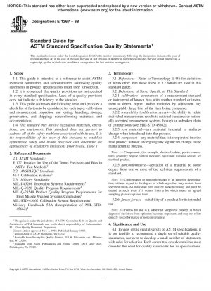 Leitfaden für Qualitätserklärungen der ASTM-Standardspezifikation (zurückgezogen 1996)