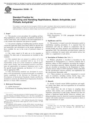 Standardpraxis für die Probenahme und den Umgang mit Naphthalin, Maleinsäureanhydrid und Phthalsäureanhydrid