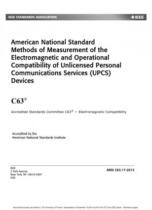 Amerikanische nationale Standardmethoden zur Messung der elektromagnetischen und betrieblichen Verträglichkeit von UPCS-Geräten (Unlicensed Personal Communications Services).