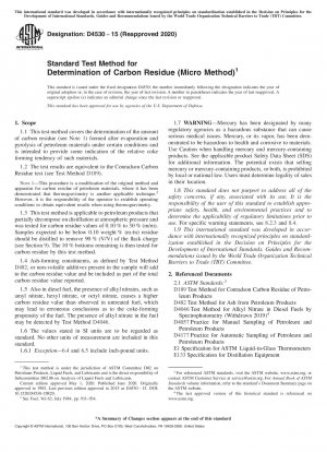 Standardtestmethode zur Bestimmung von Kohlenstoffrückständen (Mikromethode)