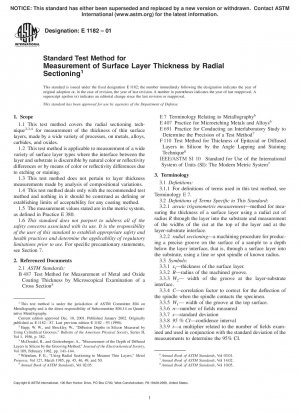 Standardtestverfahren zur Messung der Oberflächenschichtdicke durch radiales Schneiden (zurückgezogen 2002)