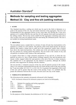 Methoden zur Probenahme und Prüfung von Gesteinskörnungen, Methode 33: Ton und Feinschlamm (Absetzverfahren)