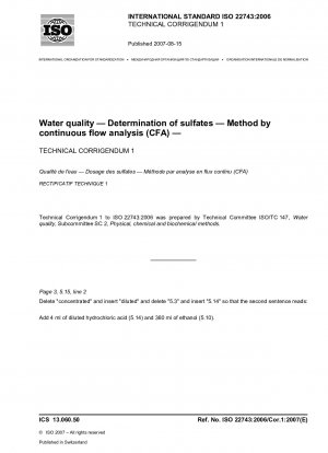 Wasserqualität - Bestimmung von Sulfaten - Methode durch kontinuierliche Durchflussanalyse (CFA)