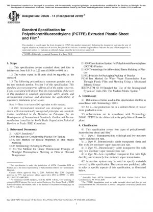 Standardspezifikation für extrudierte Kunststoffplatten und -folien aus Polychlortrifluorethylen (PCTFE).