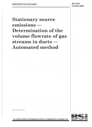 Emissionen aus stationären Quellen - Bestimmung des Volumenstroms von Gasströmen in Kanälen - Automatisierte Methode