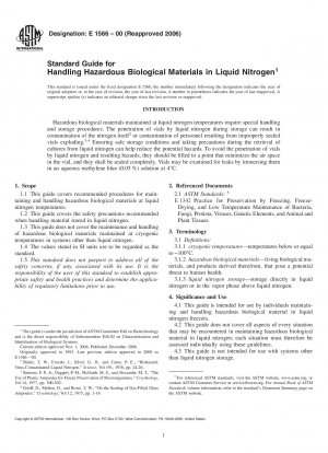 Standardhandbuch für den Umgang mit gefährlichen biologischen Materialien in flüssigem Stickstoff