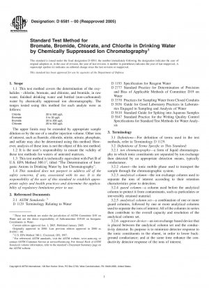 Standardtestmethode für Bromat, Bromid, Chlorat und Chlorit in Trinkwasser durch chemisch unterdrückte Ionenchromatographie