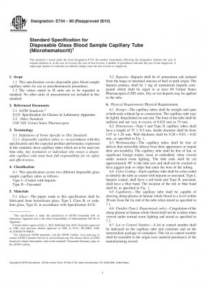 Standardspezifikation für Einweg-Kapillarröhrchen für Blutproben aus Glas (Mikrohämatokrit)