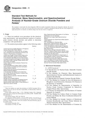 Standardtestmethoden für die chemische, massenspektrometrische und spektrochemische Analyse von Urandioxidpulvern und -pellets in nuklearer Qualität