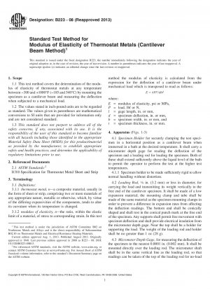 Standardtestmethode für den Elastizitätsmodul von Thermostatmetallen (Cantilever-Beam-Methode)
