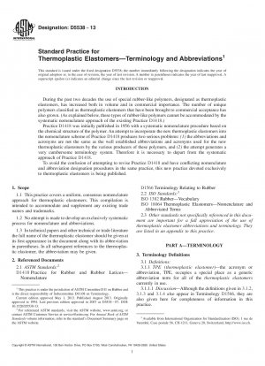 Standardpraxis für thermoplastische Elastomere; Terminologie und Abkürzungen