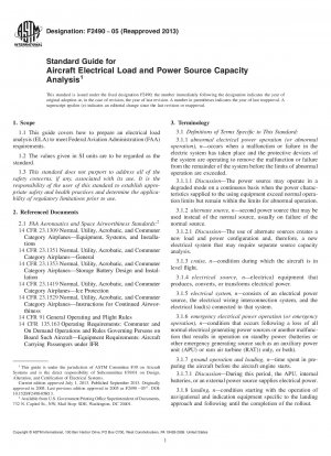 Standardhandbuch für die Analyse der elektrischen Last und der Stromquellenkapazität von Flugzeugen