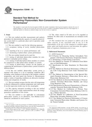 Standardtestmethode zur Berichterstattung über die Leistung von Photovoltaik-Systemen ohne Konzentrator